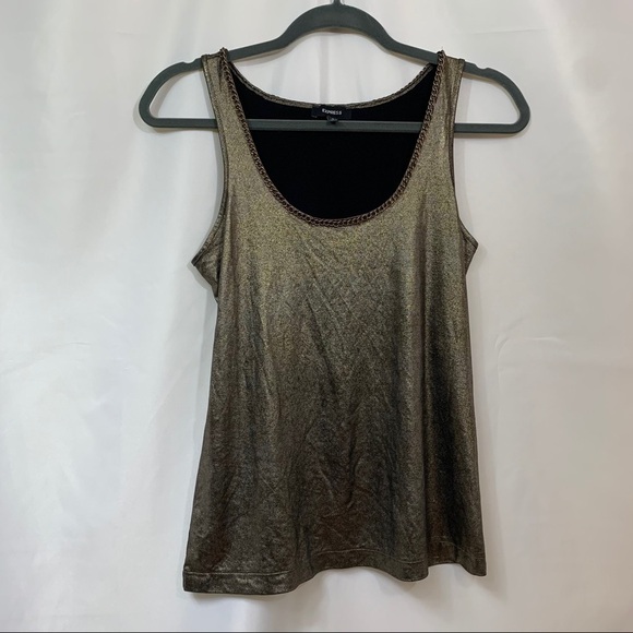 Express || Gold Chain Trimmed Neckline Moto Tank Cami Top S - Picture 11 of 12